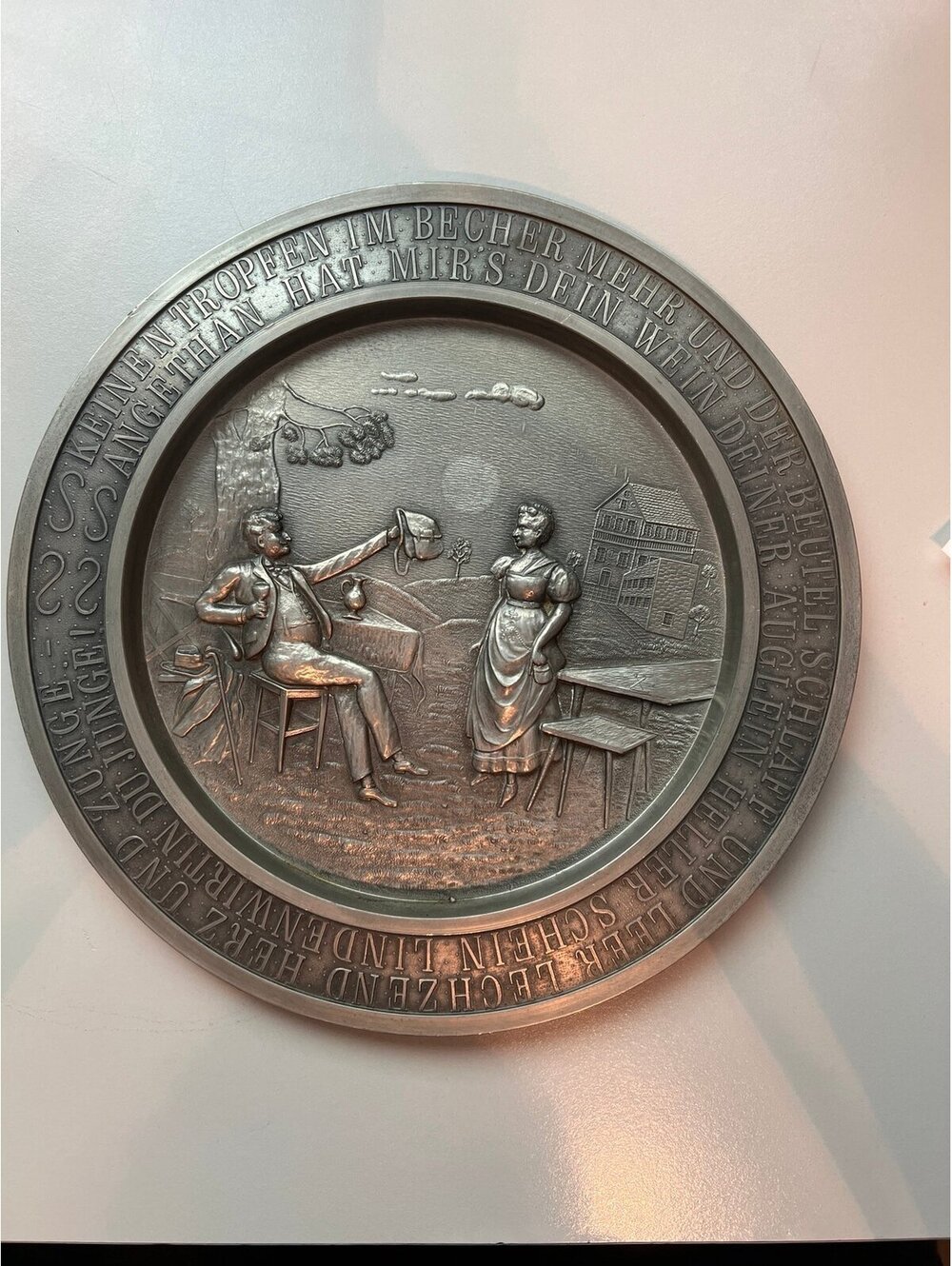 Frieling zinn Germany plate vintage pewter WINE VINEYARD UNIQUE